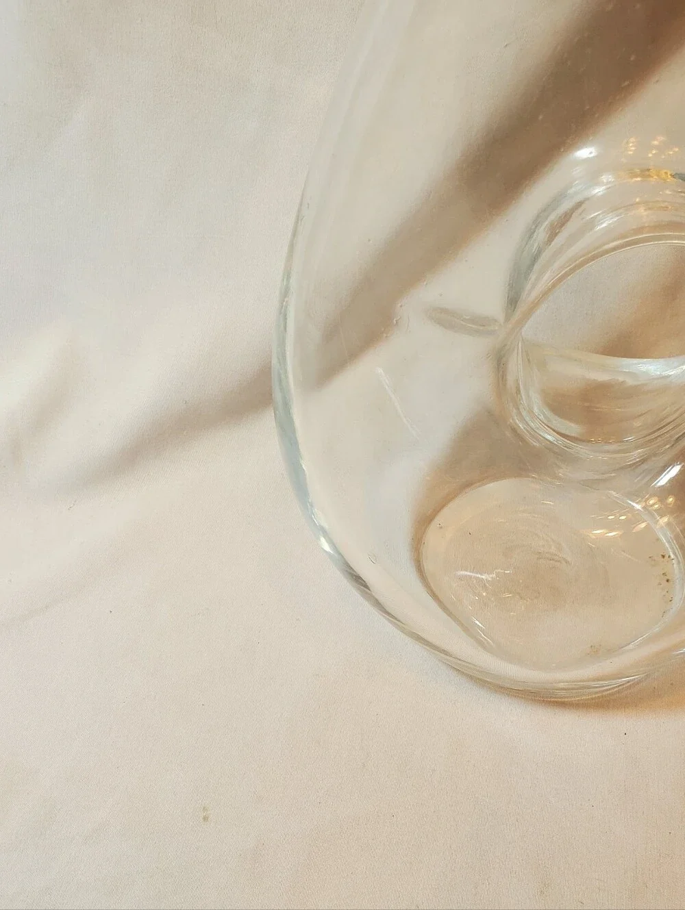 Wine Decanter Clear Glass Pitcher With Donut Hole Cutout Vintage Vase MCM Retro